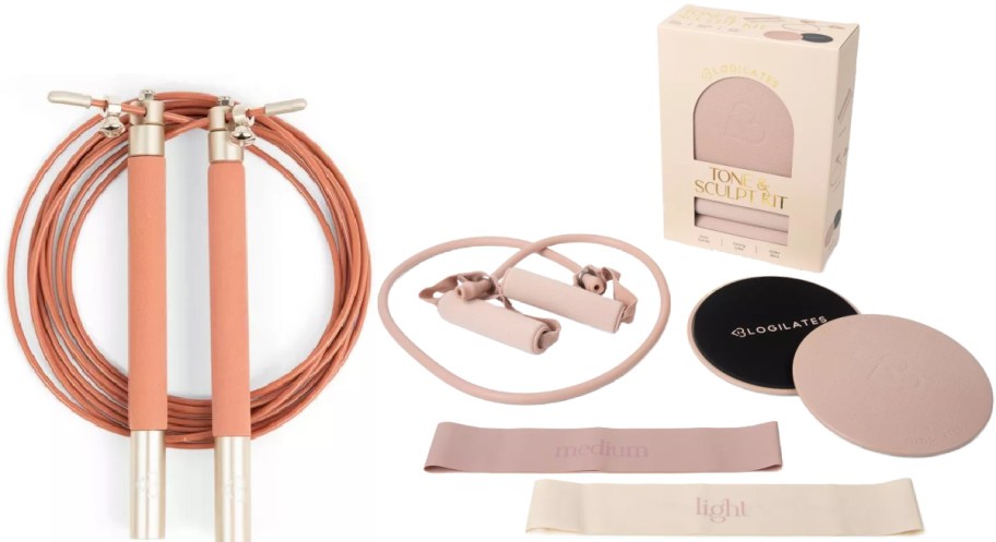 Blogilates jump rope and bands.