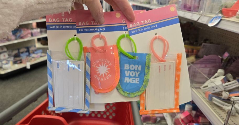 Bag Tags in hand in store