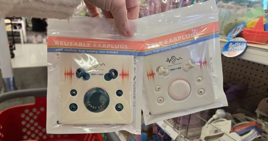 Vivitar Earplugs w/ Travel Cases in hand in store