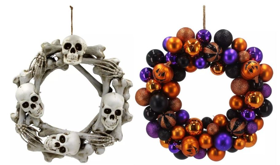 skull wreaths and halloween bauble