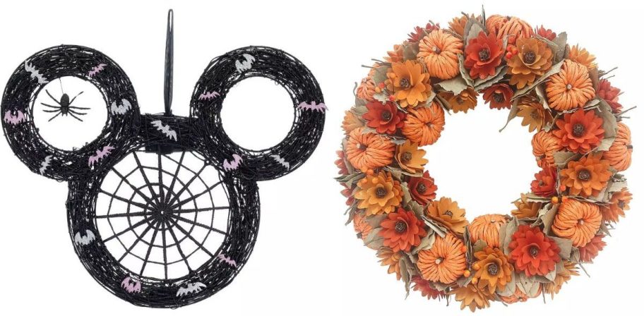 fall wreath in disney and colorful wreaths