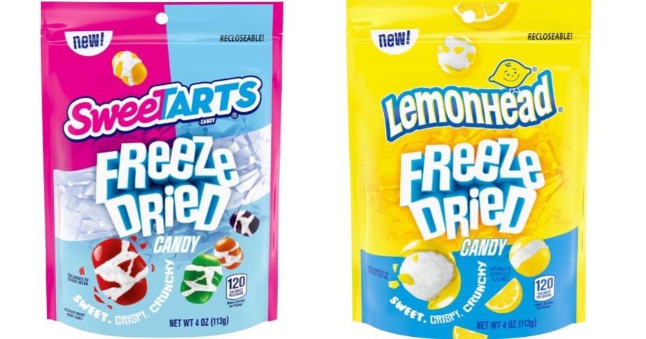 two bags of sweetarts and lemonheads freeze fried candy