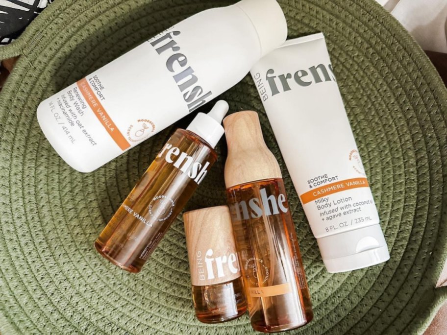 various frenshe products on green stool