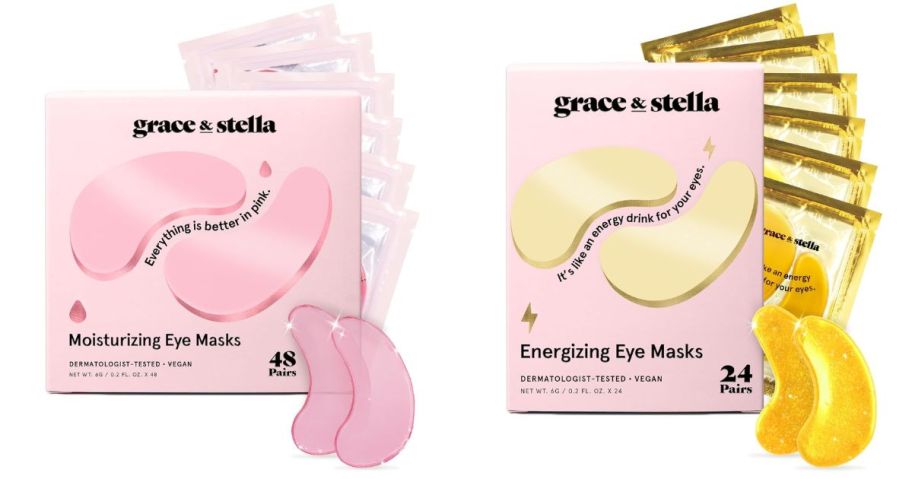 grace and stella under eye mask pink and gold boxes