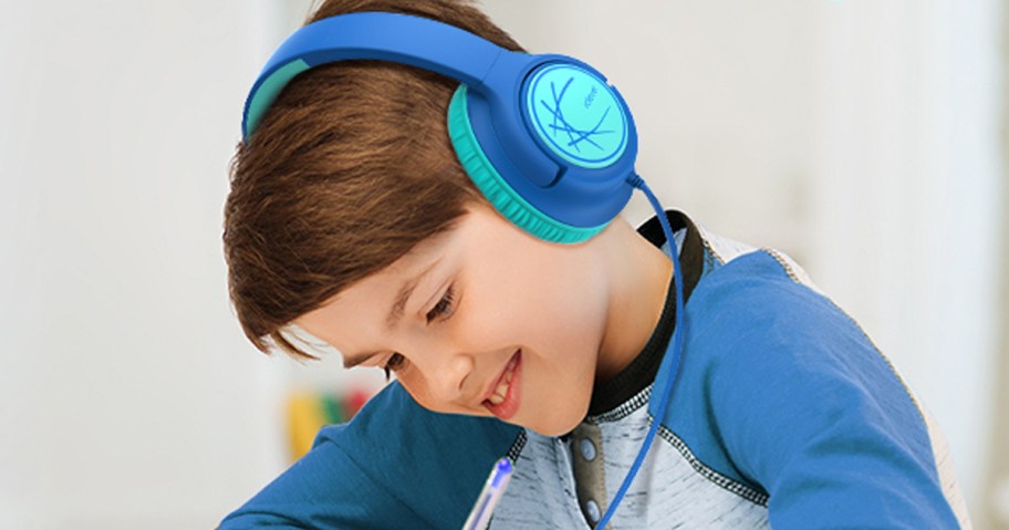 child wearing headphones