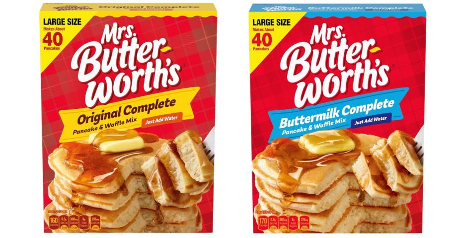 two boxes of mrs butterworth's pancake mix