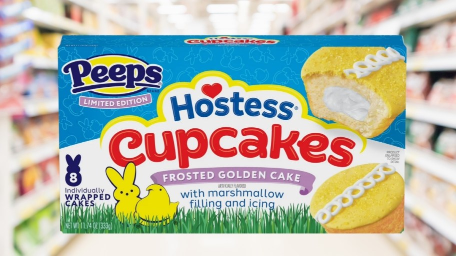 a box of hostess peeps cupcakes