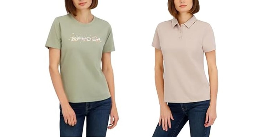 women wearing green and tan tops 