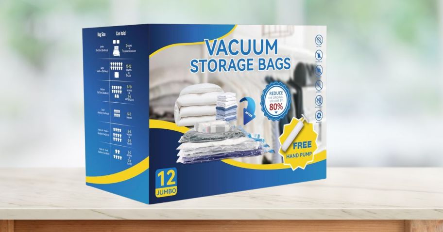 vacuum storage bag box on counter
