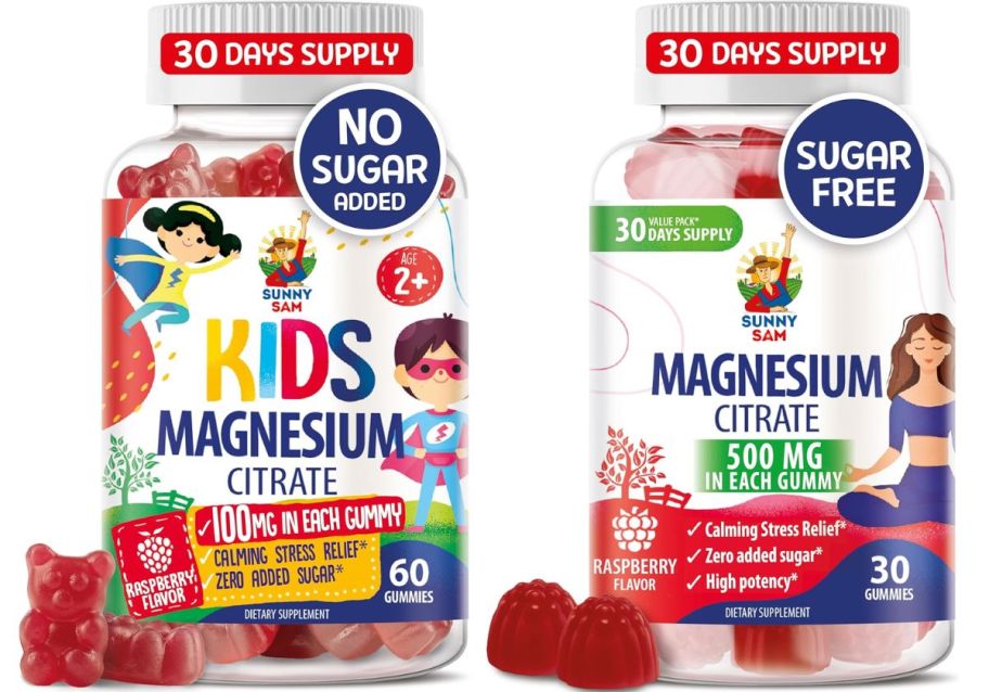 two bottles of sunny sam magnesium gummies