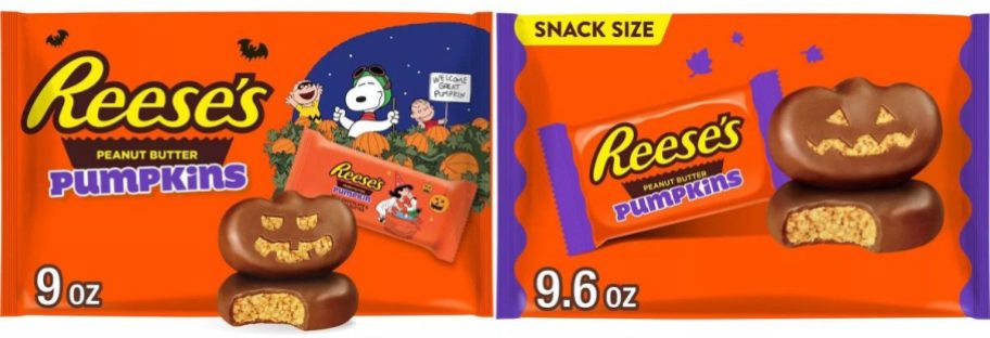 two reeses pumpkin candy bags