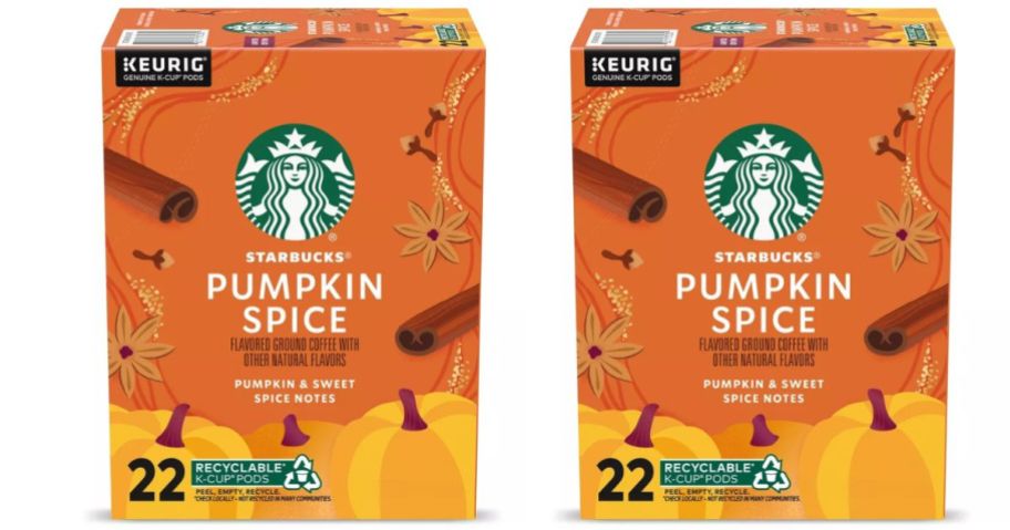 two Starbucks Pumpkin Spice Light Roast K-Cup Coffee Pod 22-Count boxes