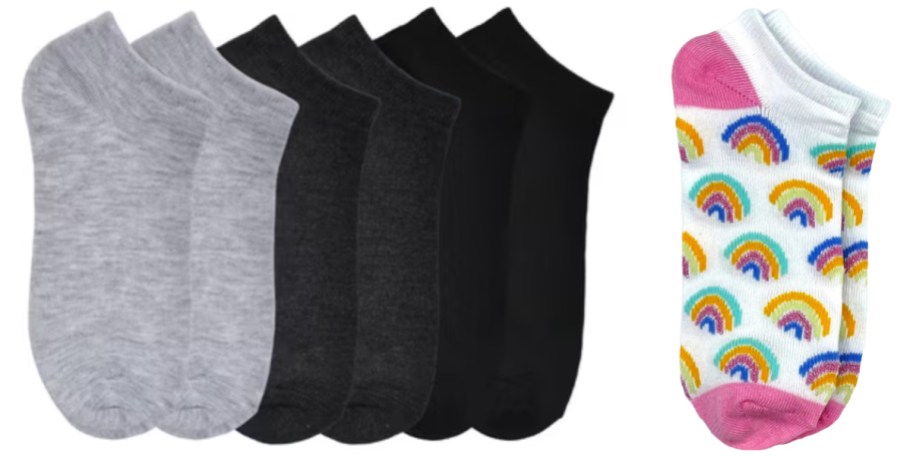 black and grey ankle socks rainbow ankle socks