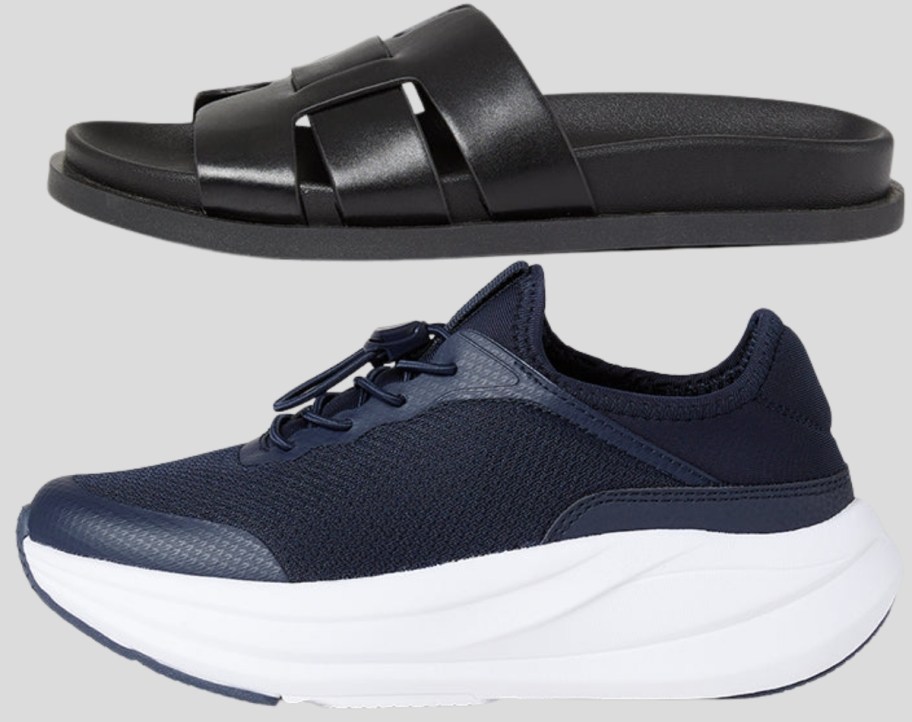 a pair of 32 degrees footbed sandals and a pair cloud sneakers