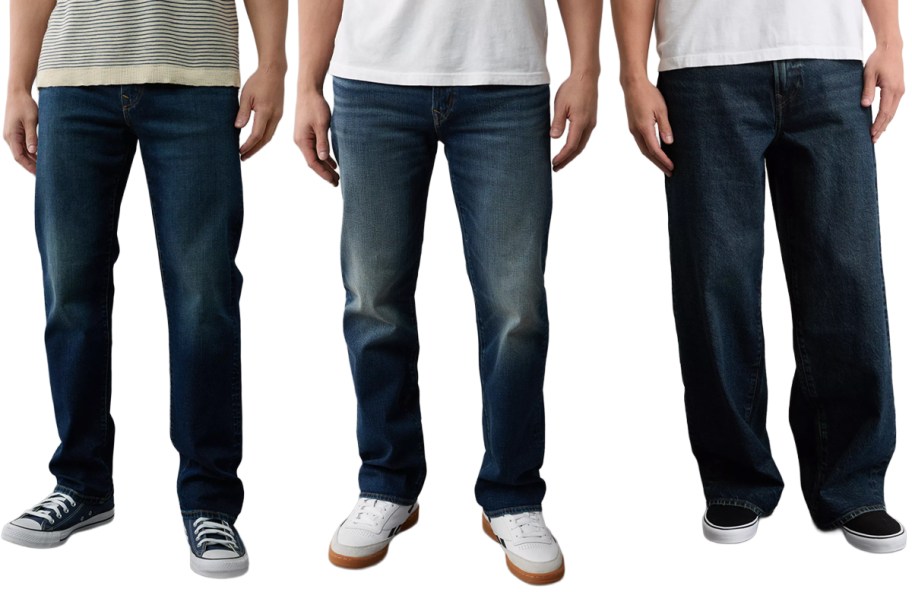 AE Men's AirFlex+ Relaxed Straight Jeans, AE AirFlex+ Original Bootcut Jeans, EasyFlex Ultra Baggy Jeans
