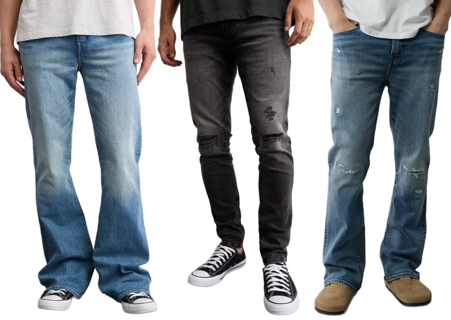 AE Men's AirFlex+ Slim Flare Jeans, AirFlex+ Patched Athletic Skinny Jeans, EasyFlex Patched Slim Bootcut Jeans