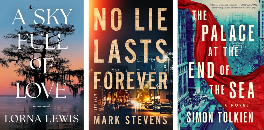 book covers to A Sky Full of Love, No Lie Lasts Forever, and The Palace at the End of the Sea