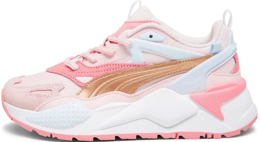 a pink white and gold kids seaker