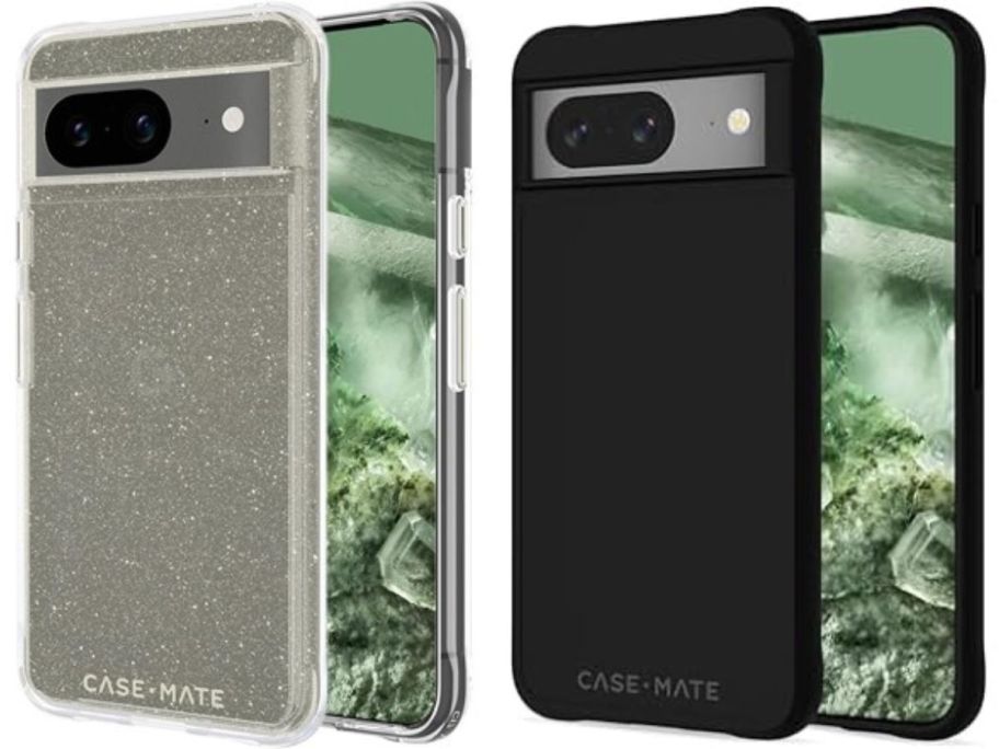 2 phone cases: one sparkly and the other black