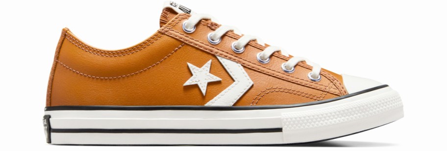 yellow leather low top converse sneaker
