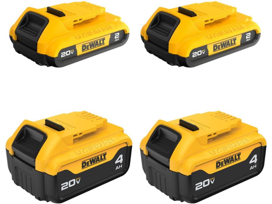 Stock images of 4 Dewalt 20V batteries