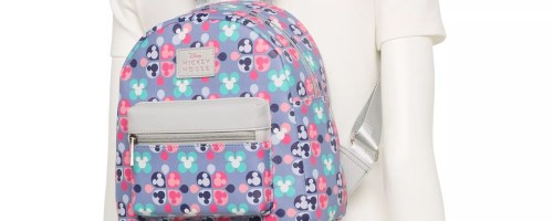 mannequin wearing a mickey mouse retro print mini backpack