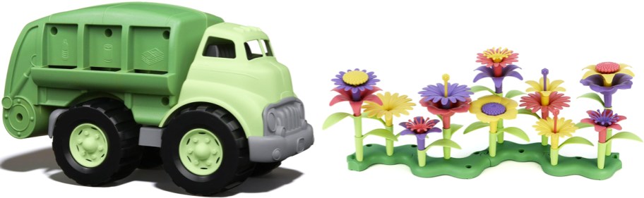 Green Toys Recycling Truck and Build-a-Bouquet set