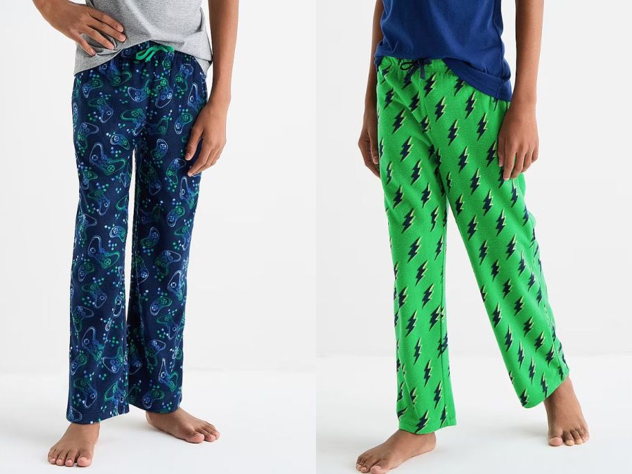 Stock images of two JCPenney Pajama Pants for boys