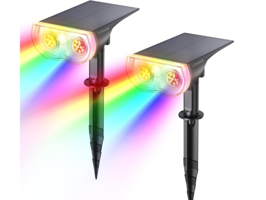 2 solar powered color changing outdoor lights
