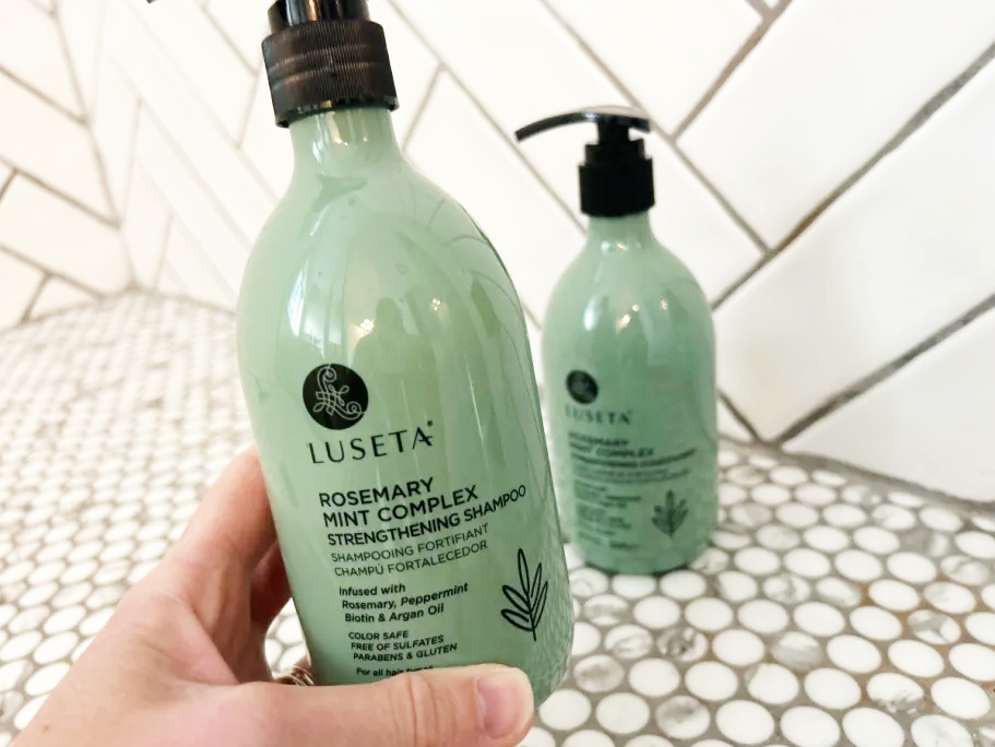 shampoo and conditioner in a bathroom