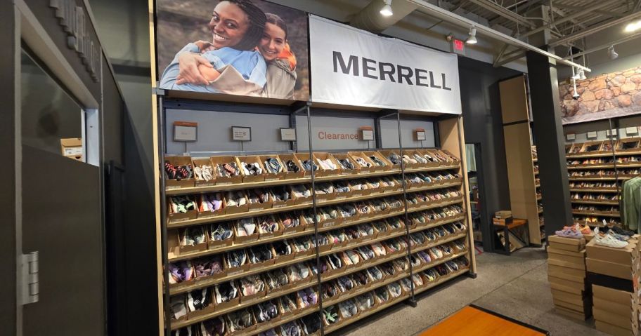 Merrell Clearance Shoe Section in one of their stores