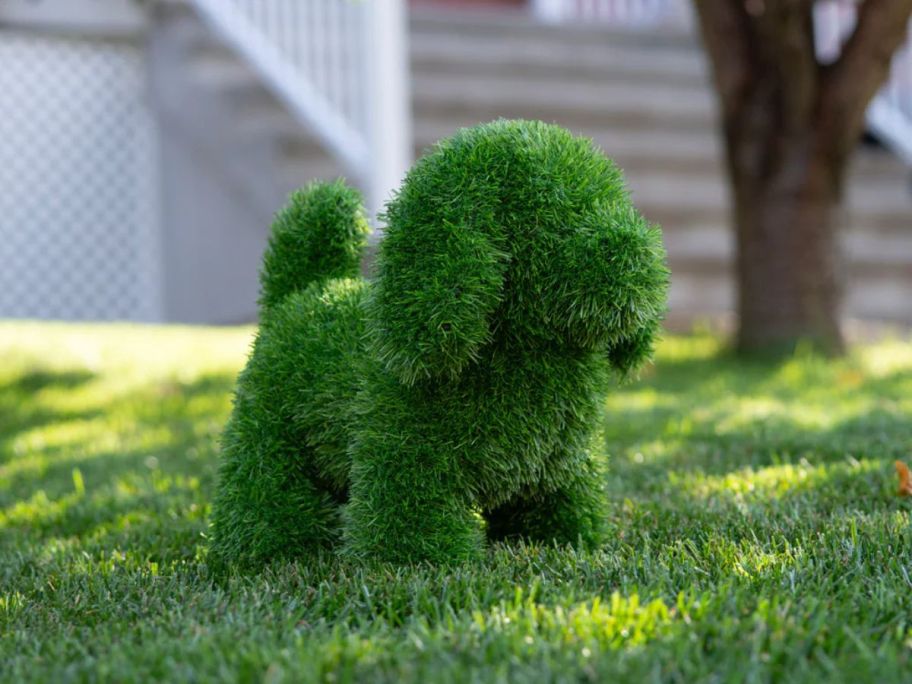 an artificial dog topiary