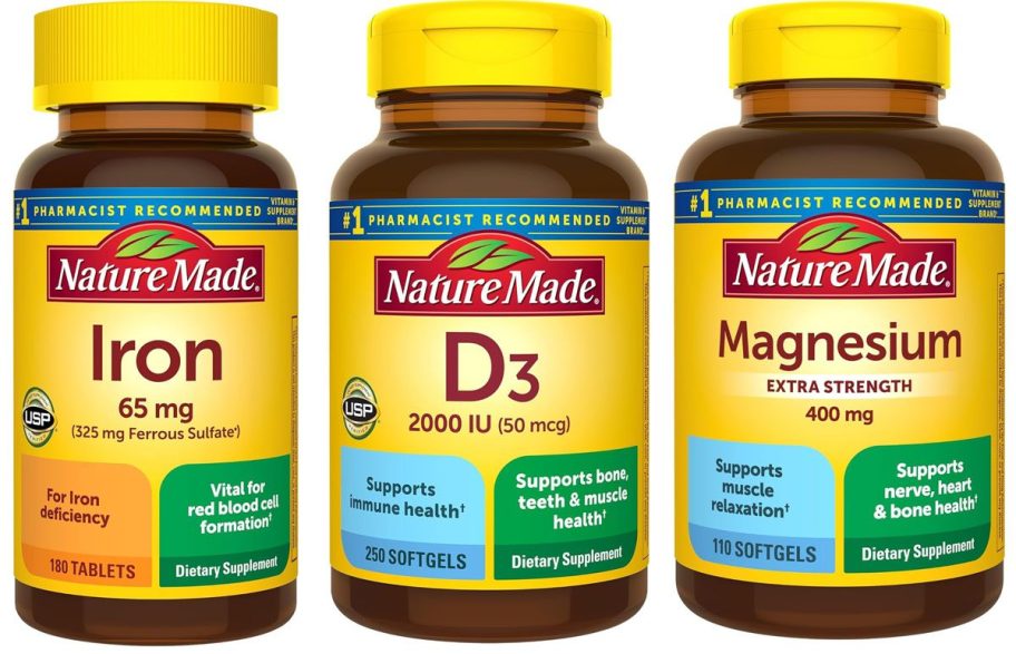 Nature Made Vitamins on Sale including Iron, D3 and Magnesium