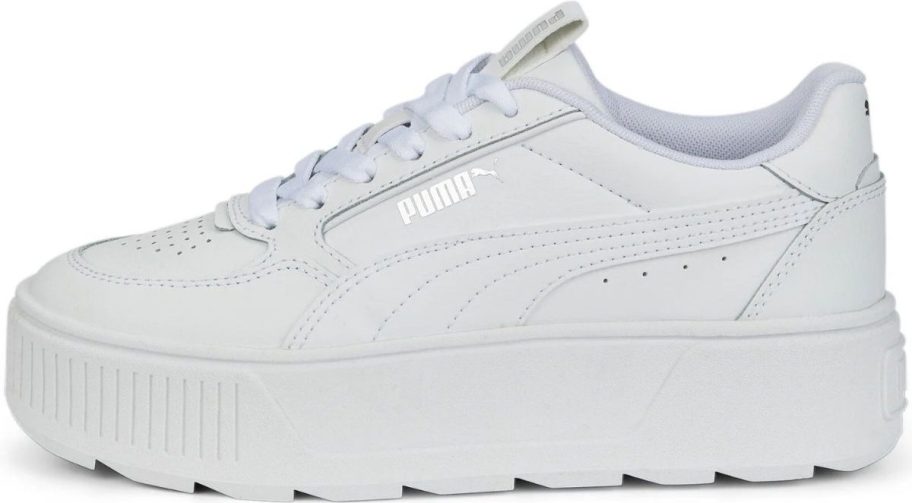a white leather platform girls sneaker