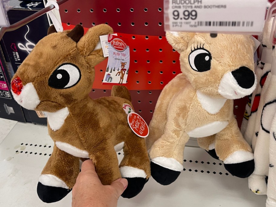 Rudolph and Clarie 10in Musical Press Light Up Stuffed Plush