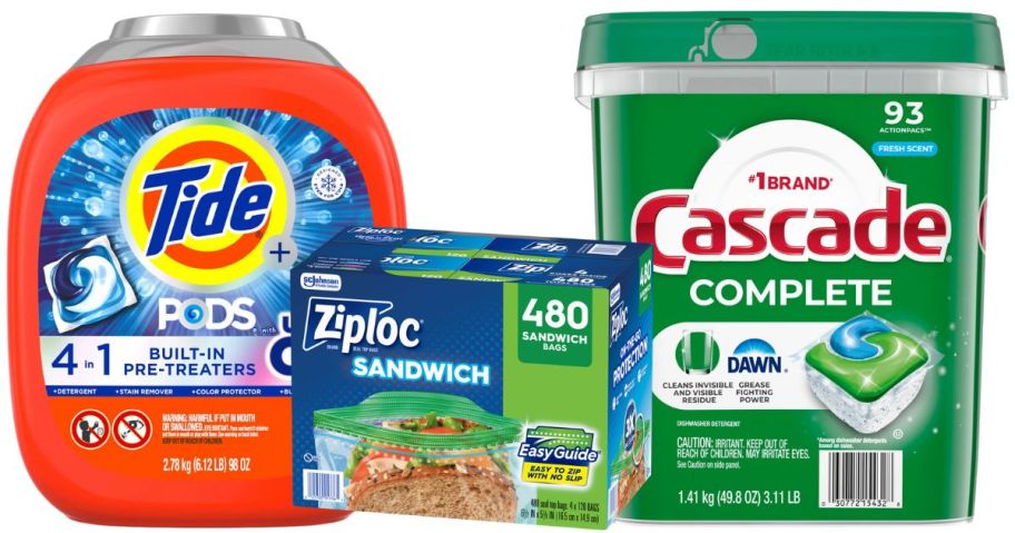 Tide, Ziploc, and Cascade 