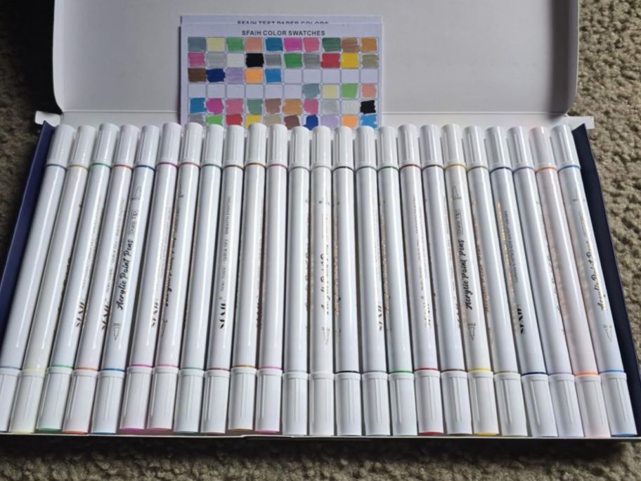 box of acrylic paint pens