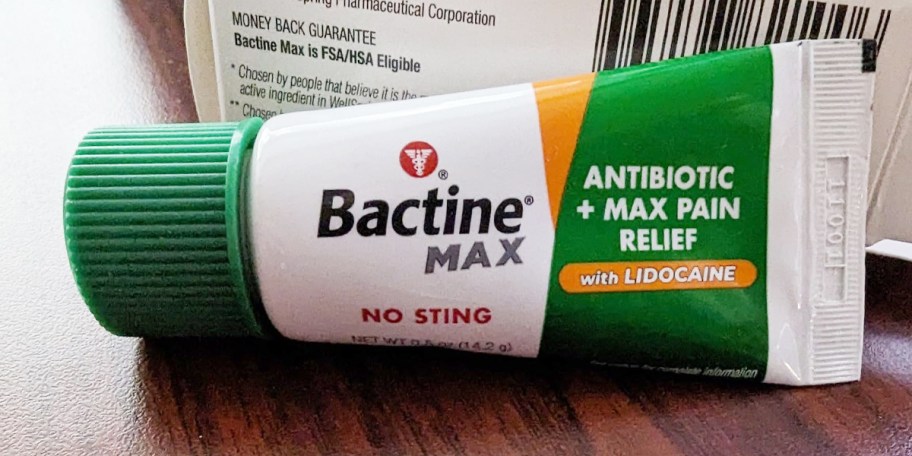 bactine max ointment on table
