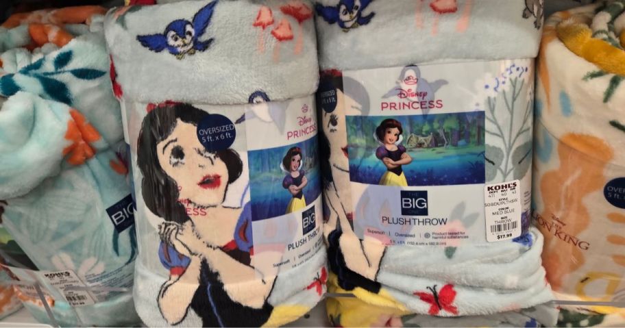 disney snow white blankets on shelf in store