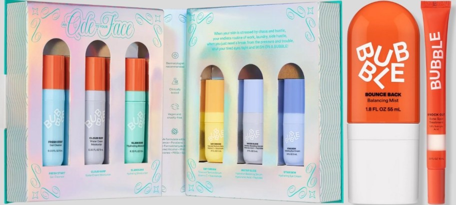 bubble skincare trial kit cleansers and spot treatment
