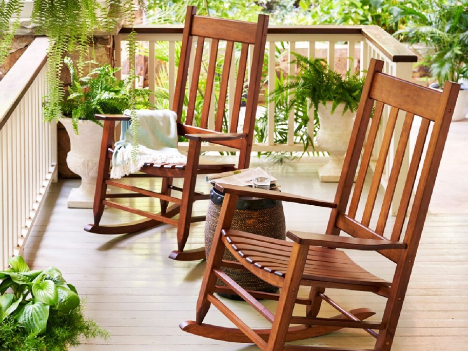 display of Style Selections Rocking Chairs on someones deck