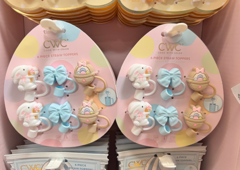 bunny bow and basket straw toppers in store