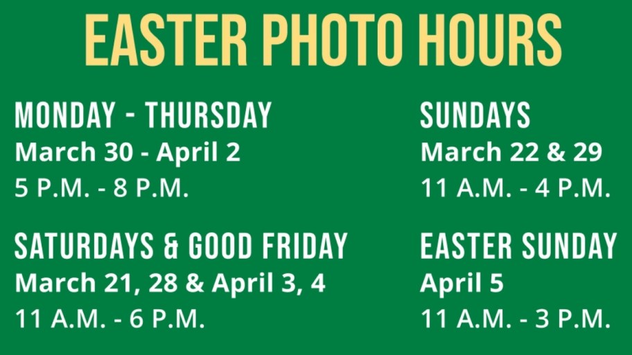 Cabelas easter photo schredule