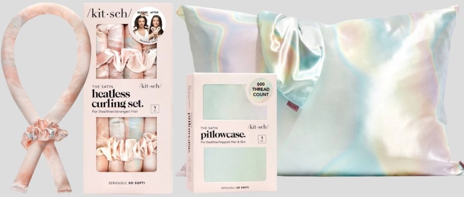heatless curlers and a satin pillowcase