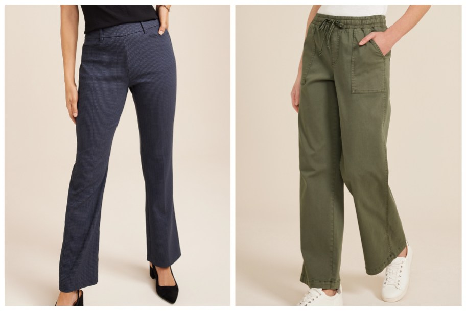 maurices Bengaline Textured Mid Rise Bootcut Pants and Weekender High Rise Wide Leg Pant