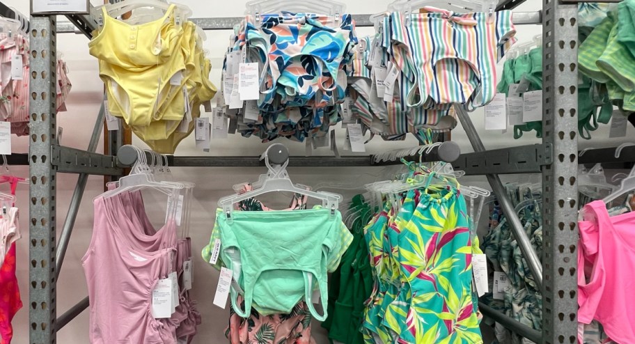 display of old navy swim on the wall