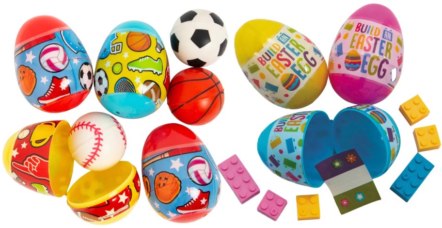 easter eggs full of balls and bricks 