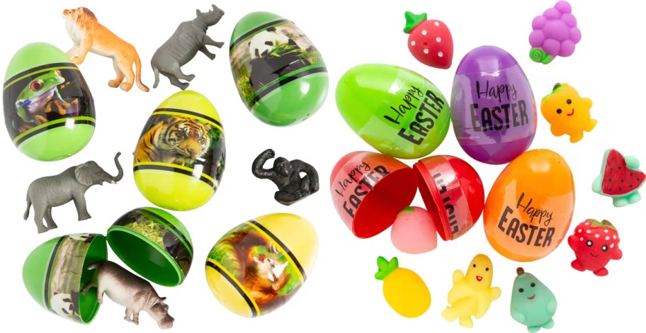 easter eggs with dinosaurs and mochis 