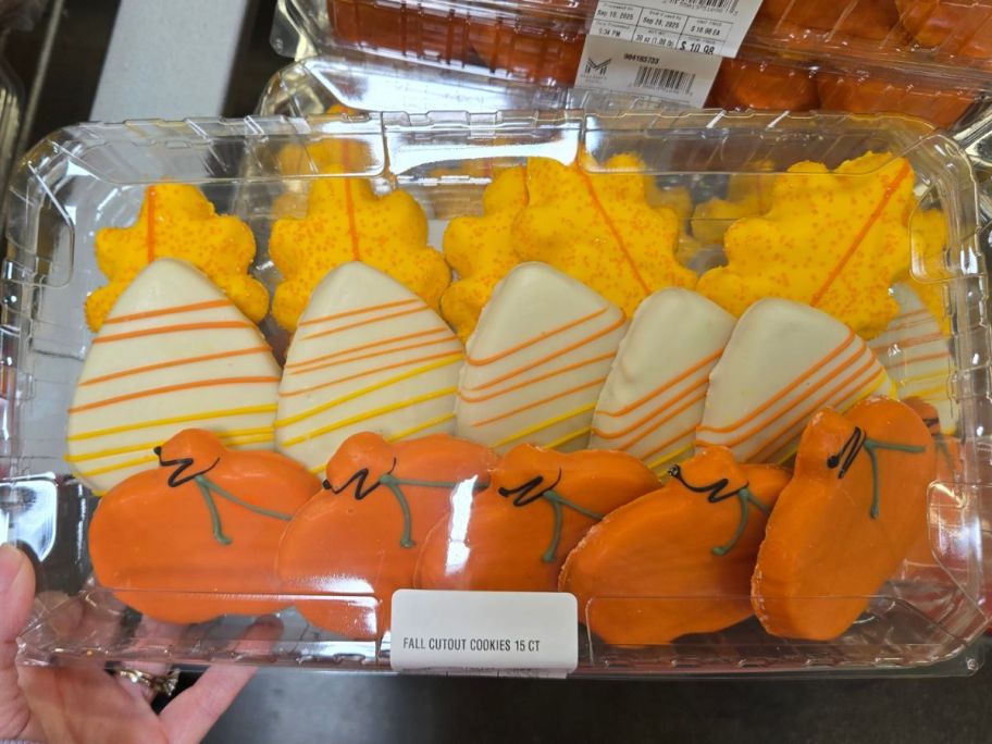 Cutout cookies fallen on the package inside the store