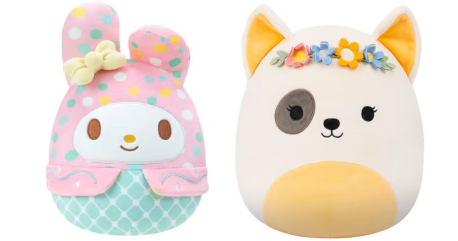hello kitty and french terrior plushes